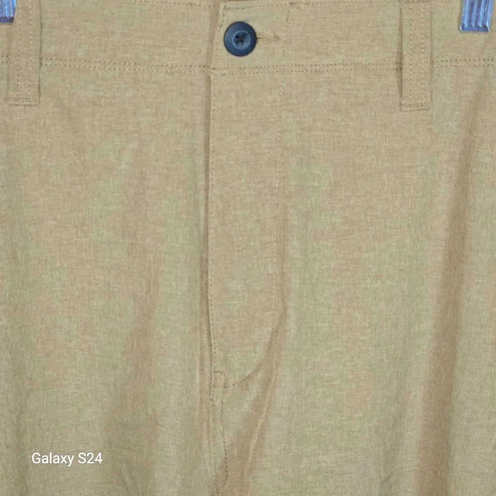 Iron Co Mens Stretch Tech Shorts Heather Desert Camel Cargo  ‎ I427924S